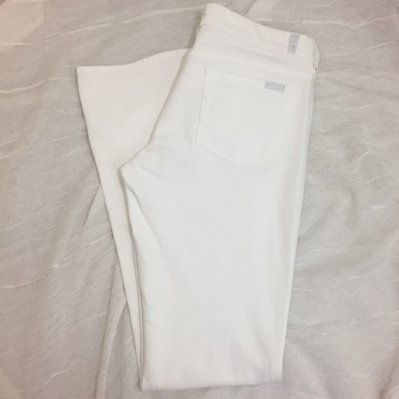 7 For All Mankind Denim - 7 For All Mankind A-Pocket Flared White Jeans
